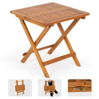 YIBAOGE Compact Design Mira End Table - Solid Acacia Wood, Foldable, Versatile, Portable, Easy To Care