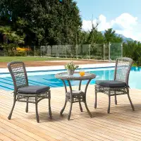 Bayou Breeze Gillingham All-Weather 3Pc Dining Set with 30" Bistro Dining Table and 2 Dining Chairs