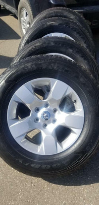 BRAND NEW TAKE OFF  2019 DODGE RAM ( 6 LUG ) 18 INCH WHEELS WITH HIGH PERFORMANCE     GOODYEAR  275 / 65 /  18 TIRES