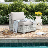 Beachcrest Home Bannister Armless Patio Chair with Cushions