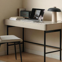 Latitude Run® 39.37" Grey Rectangular Solid Wood Desk,2-drawer