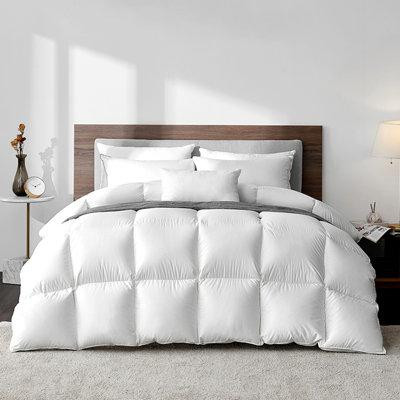 Made in Canada - Highland Feather Miskolc 750 Fill Power Hungarian White Goose Down 700TC Comforter in Bedding