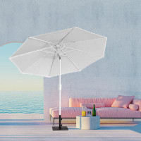 Arlmont & Co. 9Ft White Ball Patio Umbrellas Outdoor Table Market Umbrellas
