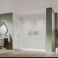 Ove Decors OVE Decors Endless TA2380400 Tampa, Alcove Frameless Hinge Shower Door, 83 To 85 3/8 In. W X 72 In. H, In Bla