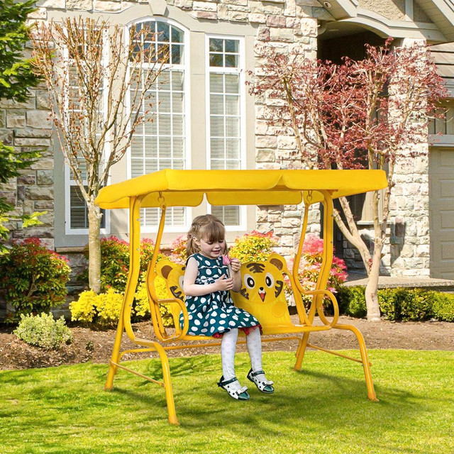2-SEAT KIDS PATIO SWING CHAIR, CHILDREN OUTDOOR PATIO LOUNGE CHAIR, FOR GARDEN PORCH in Toys & Games