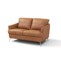 Orren Ellis Demiyah Camel Loveseat with Tight Seat and Loose Back Cushion