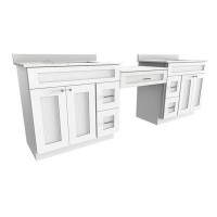 Wildon Home® Wildon Home® 102'' Double Bathroom Vanity With Desk Dovetail Solid Wood Drawer With Carrara Quartz Top