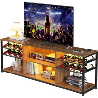 Wrought Studio Tv Stand For 32-75 Inch Tv, Entertainment Centre Television Cabinet With Led Lights And Charging Station,