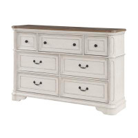 August Grove Braiens Antique White and Oak Dresser with 7 Drawer