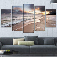 Design Art 'Shore of Baltic Sea during winter' 5 Piece Wall Art on Wrapped Canvas Set