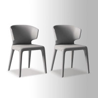 ULTORU 30.31" Grey Solid back side Chair(Set of 2)