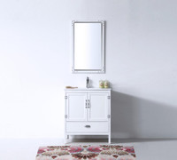 30" White or Matte Black Contemporary Style Bathroom Vanity with a Ceramic Top