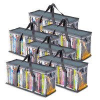 Rebrilliant DVD Storage Bags (Set Of 6) Media Organizer Bag For Dvds, Cds, Blu Ray Disc, Movie Cases, Clear Plastic Hold