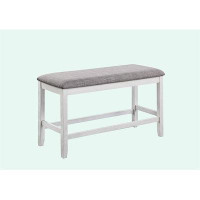 Red Barrel Studio 1-Pc Relaxed Vintage Counter Height Bench With Upholstered Seat Dining Bedroom Wooden Furniture Chalk