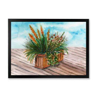 East Urban Home Yellow Spikelets Of Houseplant With Green Stems - Print on Canvas