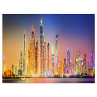 Made in Canada - Design Art Dubai Marina Skyscrapers Panorama Cityscape Wall Art on Wrapped Canvas