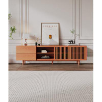 SylphLike Modern Louvred TV Stand, Mid-Century Entertainment Centre With Solid Wood Slatted Doors, Open Storage, Tall-Ca