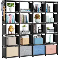 Mavivegue Mavivegue Book Shelf, 20 Cube Storage Organizer, Diy Bookcase, Metal Cube Bookshelf,tall Book Case For Bedroom
