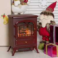 16 FREE STANDING ELECTRIC FIREPLACE PORTABLE ADJUSTABLE STOVE WITH HEATER WOOD BURNING FLAME 750/1500W RED BROWN