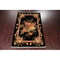 Rugsource Vegetable Dye Black Aubusson Oriental Area Rug Hand-Knotted 7X10