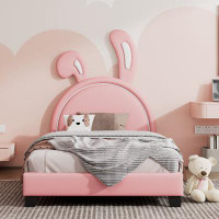 Zoomie Kids Full Size Leather Upholstered Bed With Solid Wooden Legs