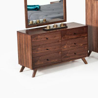 Millwood Pines Modrest Addison Mid-Century Modern Walnut Dresser