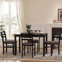 Winston Porter 5PCS Dining Table Set 4 Upholstered Chairs