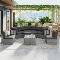 Hokku Designs Patio Furniture Set Outdoor Furniture Daybed Rattan Sectional Furniture Set Patio Seating Group With Cushi