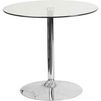 Orren Ellis Abdiwali 31.5" Round Glass Table with 29"H Chrome Base - Pedestal Table - Event Table