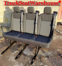Ford Transit Passenger Van 2020 Removable 55 in. Black Cloth Triple Bench Seat Universal Fit Cargo Camper Work VANLIFE