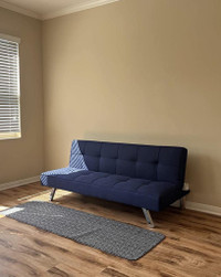 Modern Convertible Sleeper Sofa, Foam Couch Bed,  Navy Blue