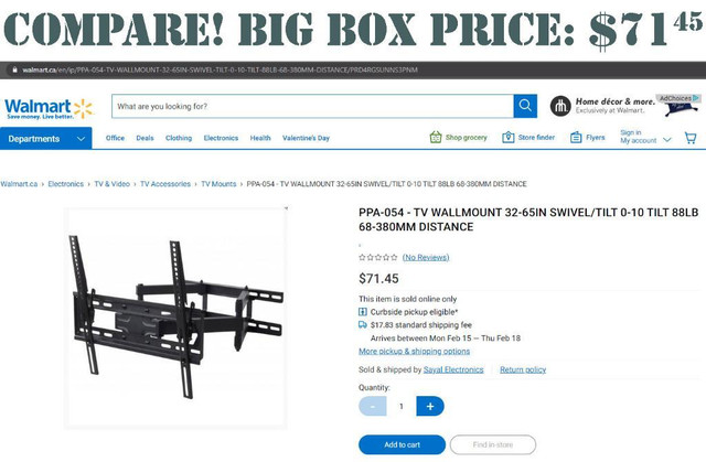 Power Pro Audio®  32-65-Inch Adjustable Full-Motion TV Mount in Video & TV Accessories - Image 2