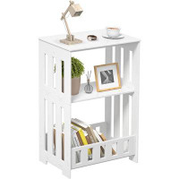 Winston Porter Side Table Night Stand, 3 Tier Narrow End Table With Display Shelf, Small Bookcase Bookshelf, Simple Beds
