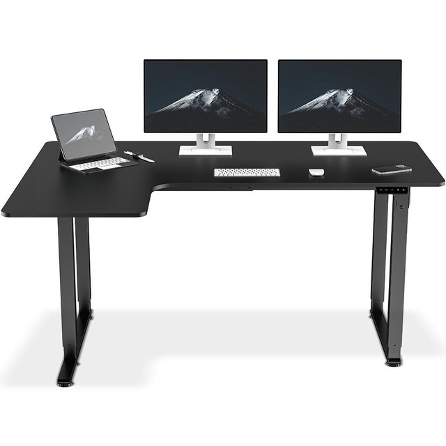 MotionGrey - Electric Height Adjustable Sit to Stand L Shape Desk - White (63 Inch Table Top) in Desks - Image 2