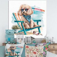 Trinx Dog On Chair At The Beach III Dog On Chair At The Beach III - Print on Canvas