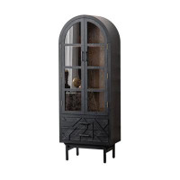 zhulinjiaju Retro Light Luxury Black Arch Solid Wood Bookcase