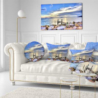Made in Canada - East Urban Home Makeshift Wooden Pier into the Sea Seashore Pillow