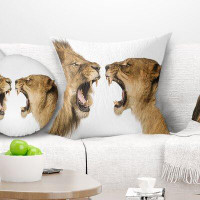 The Twillery Co. Abstract Lion and Lioness Roaring Pillow