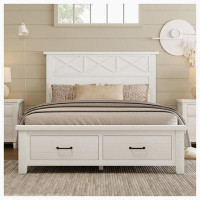Red Barrel Studio Farmhouse Style Platform Storage Bed with Two Drawers