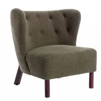 Winston Porter Accent Chair, Upholstered Armless Chair Lambskin Sherpa Single Sofa Chair With Wooden Legs, Modern Readin