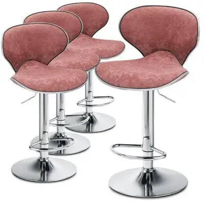 Wade Logan 4 Pieces Bar Stools Adjustable Swivel Barstools, Modern Dining Counter Height Bar Chairs
