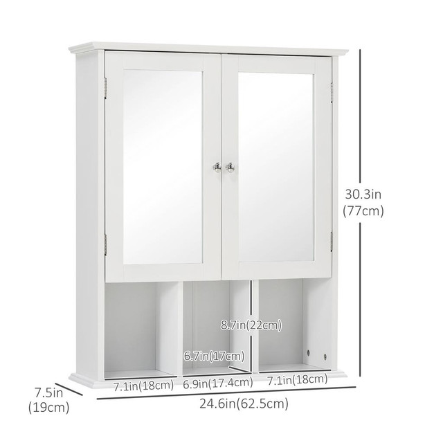 Mirror Cabinet 24.6"W x 7.5"D x 30.3"H White in Hutches & Display Cabinets - Image 3