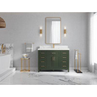 Willow Collections 48 In. W X 22 In. D Cambridge Single Sink Bathroom Vanity In Pewter Green With 2 In Calacatta Nuvo Qu