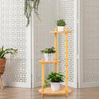 Arlmont & Co. Plant Stand Indoor, Outdoor Plant Stand, 3 Tiers Plant Shelf Bamboo Plant Stands For Indoor Plants Multipl