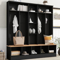 Latitude Run® Modern Hall Tree with Storage Bench, Minimalist Shoe Cabinet with Cube Storage