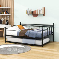Gracie Oaks Rhyn Full Size Metal Daybed with Trundle