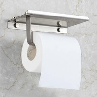 NEW STAINLESS STEEL TOILET PAPER HOLDER WITH PHONE SHELF AK591