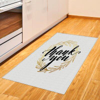 East Urban Home Thank You Words Black Area Rug