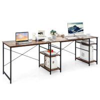 17 Stories L Shaped Computer Desk With 4  Shelves-Natural
