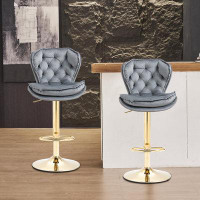 Everly Quinn Moden Style 2 Piece Upholstered Bar Stool with Swivel and Adjustable Height
